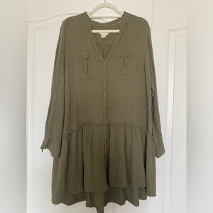 Maeve by Anthropologie green cargo dress. Gauzy material. Size 12